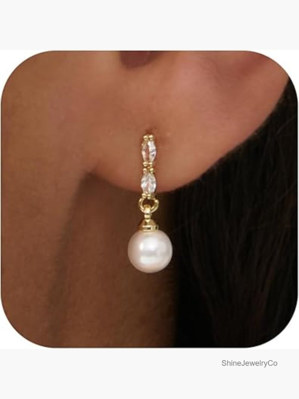 14K Gold Plated Pearl Drop Dangle Earrings for Women Bridal
